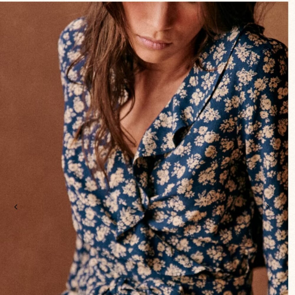 Sezane Asianne Dress Cara Print 36 4 - Picture 3 of 7